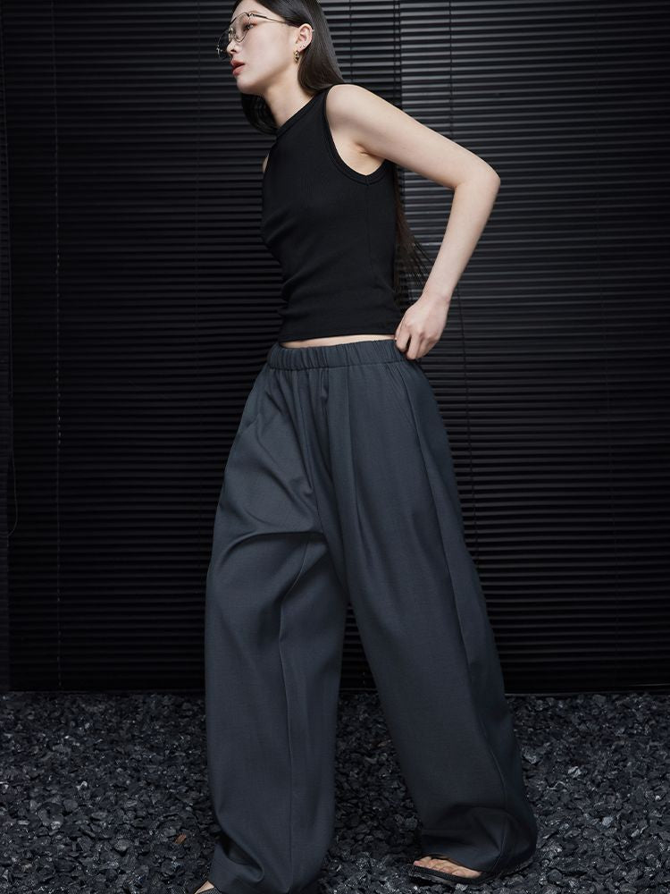 Gray loose wide leg pants_BDHL5741