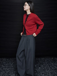 Gray loose wide leg pants_BDHL5741