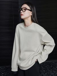 Apricot fake 2piece shirt sleeve sweatshirts_BDHL5774