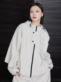 Hooded drawstring design jacket_BDHL5783