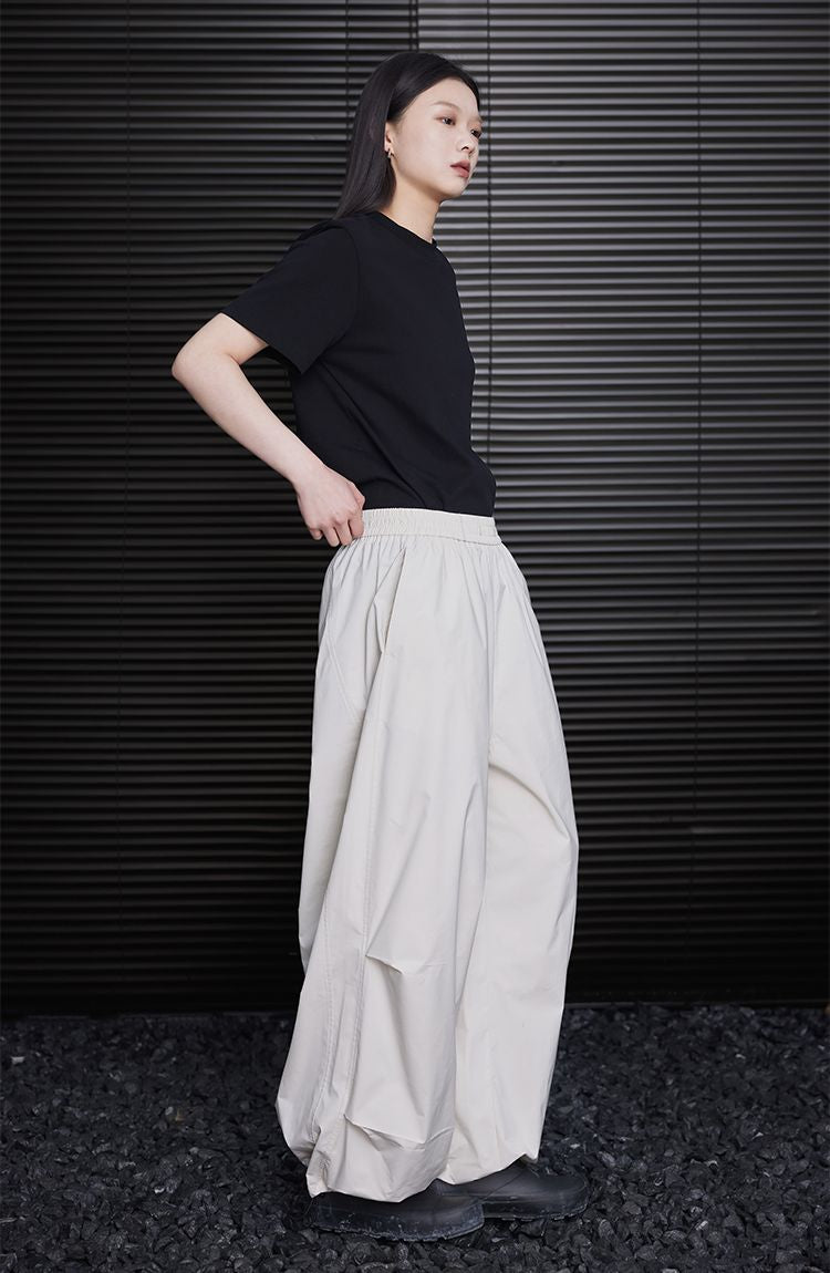 Drape pants with elastic waist and leg ties_BDHL5784