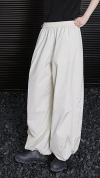 Drape pants with elastic waist and leg ties_BDHL5784