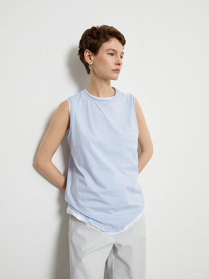 Double collar soft cotton sleeveless_BDHL5797 - HELROUS