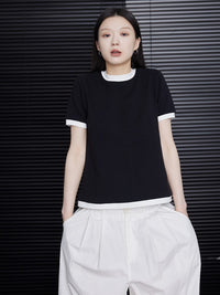 Contrast Color Pure Cotton T-Shirt_BDHL5808