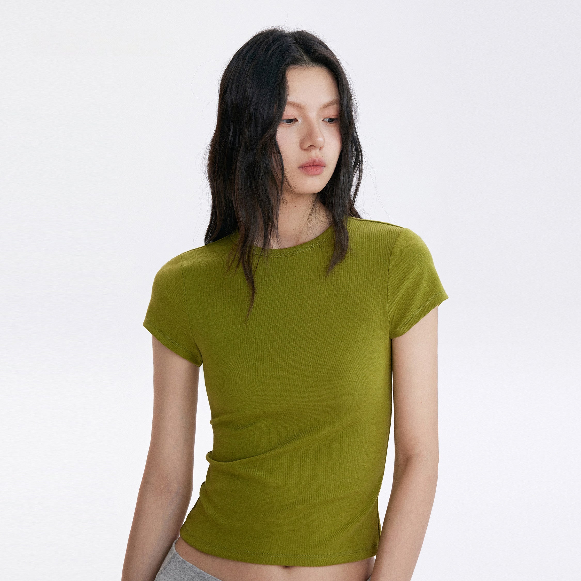 Cap-Sleeve Slim Crop Tee_BDHL8310