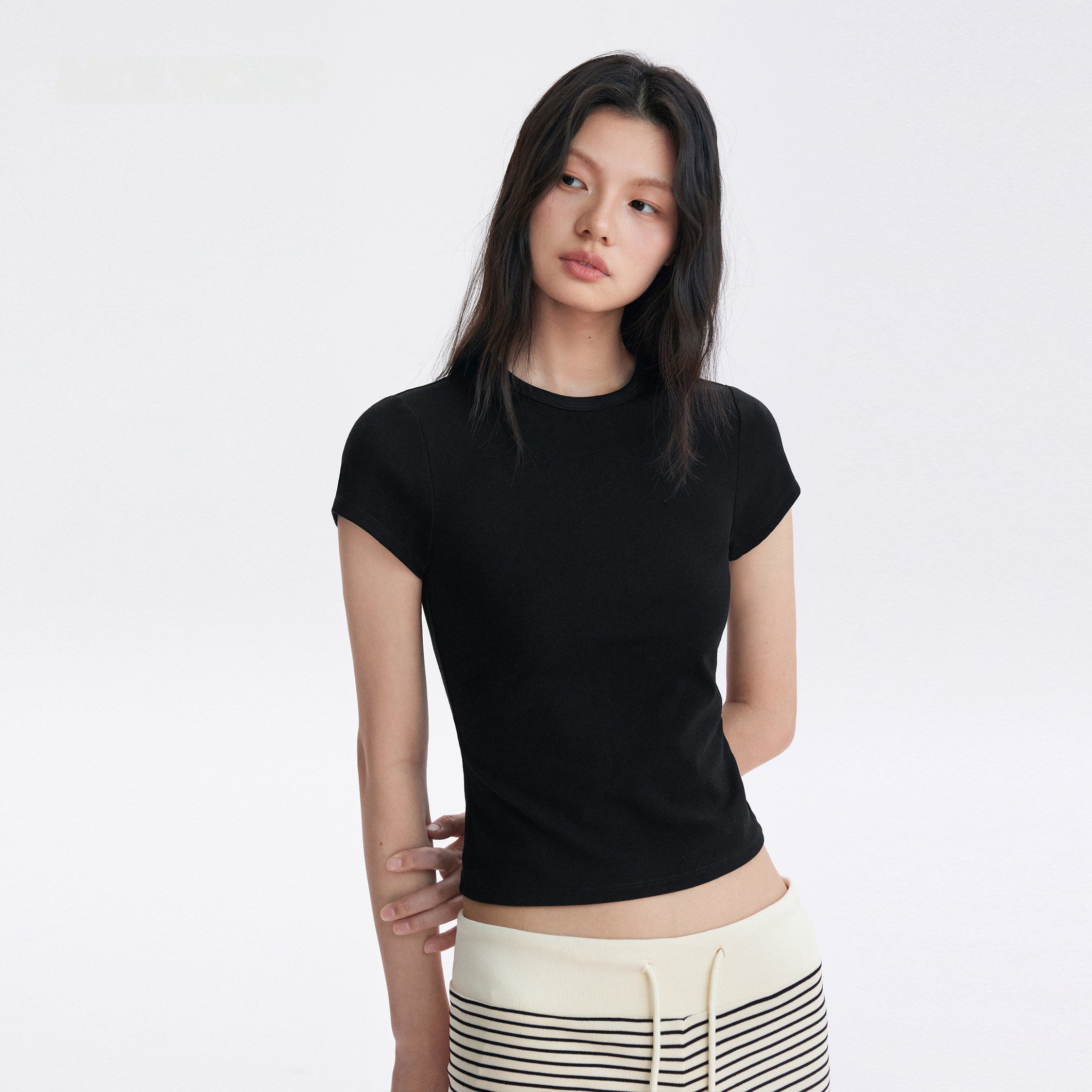 Cap-Sleeve Slim Crop Tee_BDHL8310