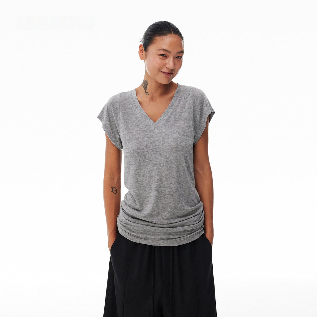 V-Neck Flutter-Sleeve Tee_BDHL8313