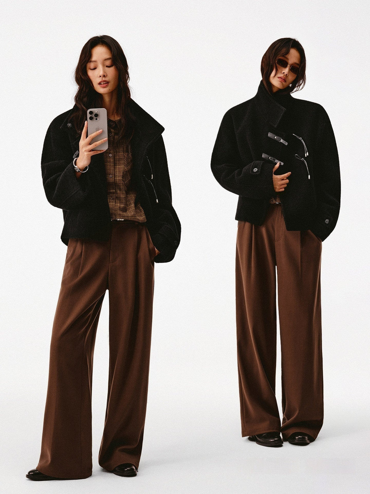 Stand Collar Wool Blend Short Coat_BDHL8504