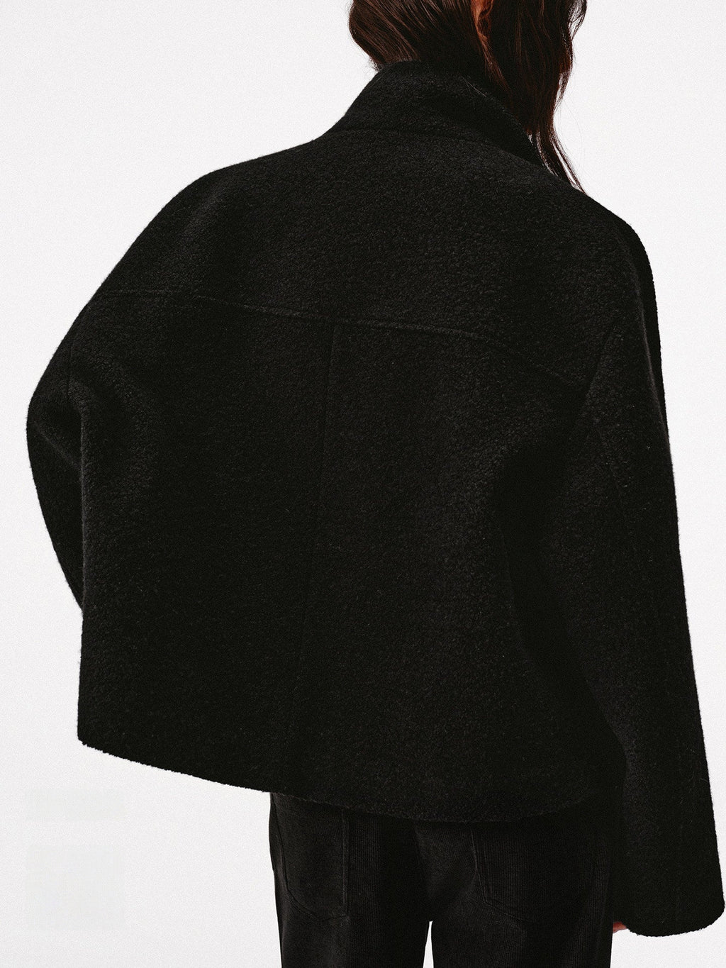 Stand Collar Wool Blend Short Coat_BDHL8504