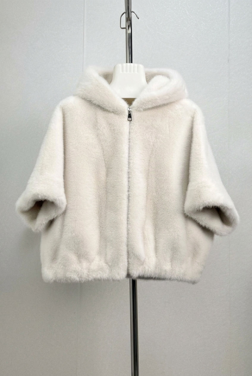 Faux Fur Hooded Zip Jacket_BDHL8506