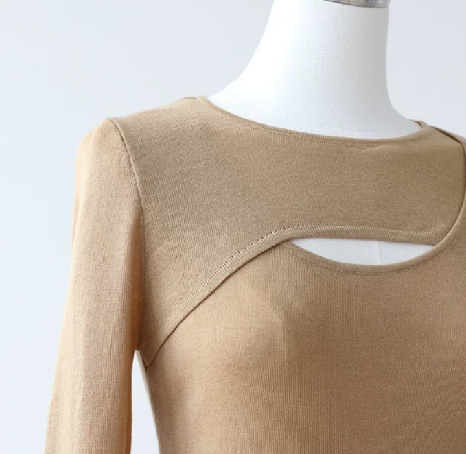 【即納】Front Cutout Layered Knit Top_LCHK171LCHK173