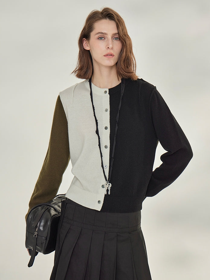 Contrast-Color Knit Cardigan_BDHL7745