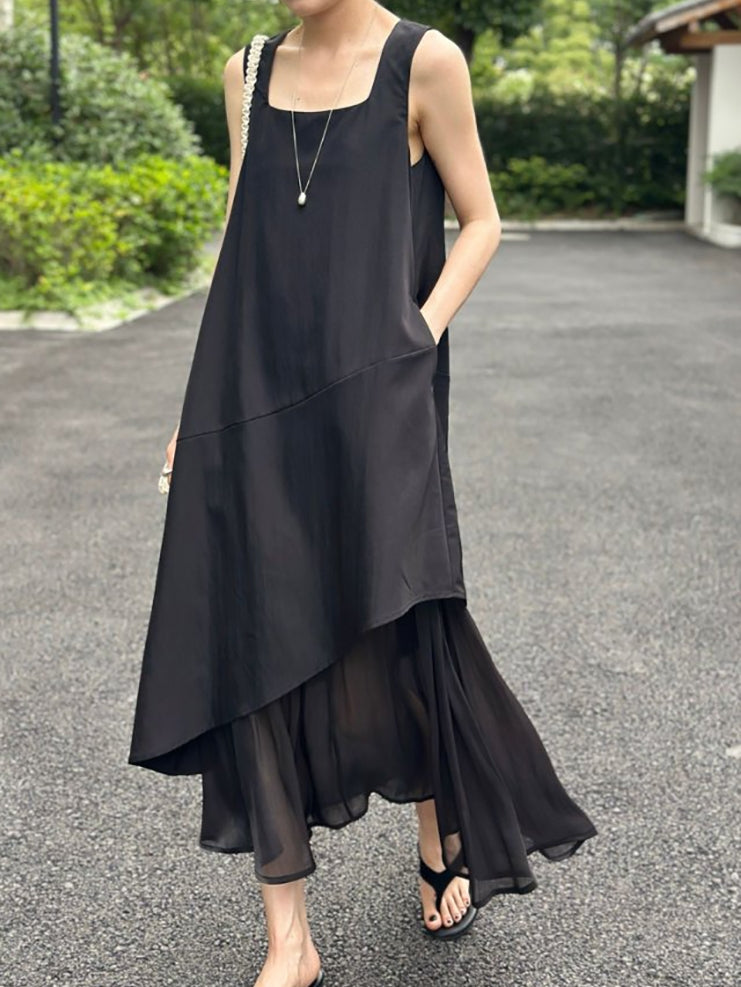 Splicing Fishtail Sleeveless Dress_BDHL7528