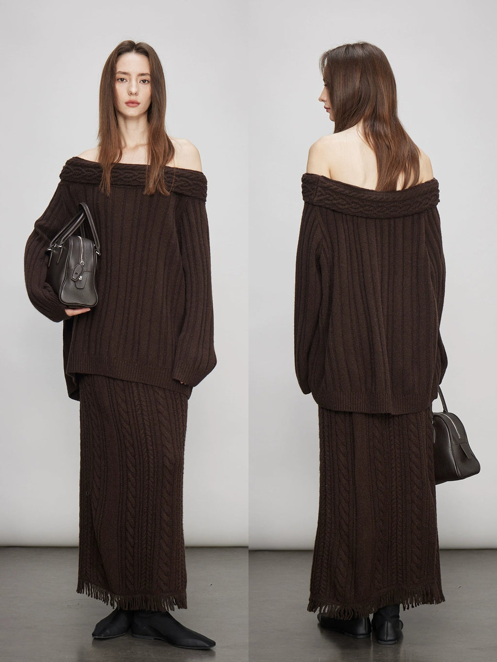 Off-Shoulder Knit Tops Or Knit Waist Skirt_BDHL7992