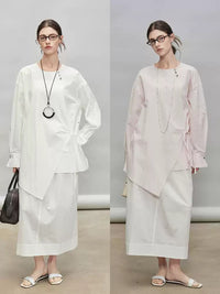 Asymmetric Shirt Or Straight Tube Skirt_BDHL7277