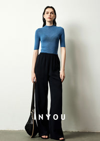 Half-Turtleneck Skinny Tops_BDHL6358