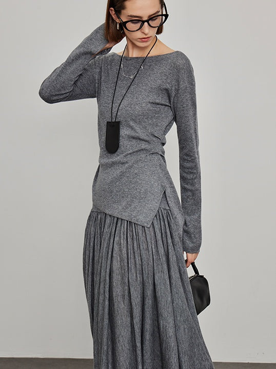 Knitted Slit Tops or Pleated Skirt_BDHL6450