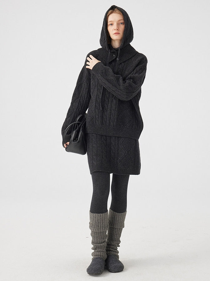 Cable Knit Tops Or Skirt Or Hood_BDHL8120