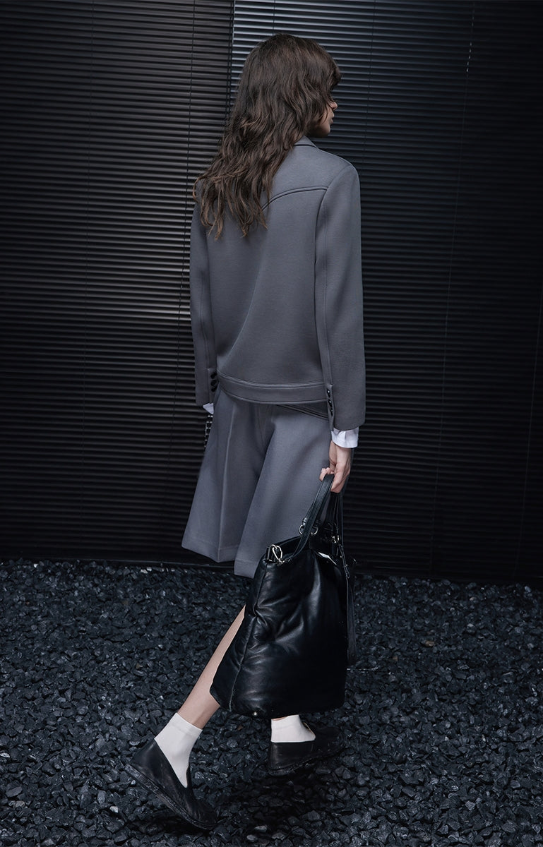 Gray Lapel Suit Jacket_BDHL7792