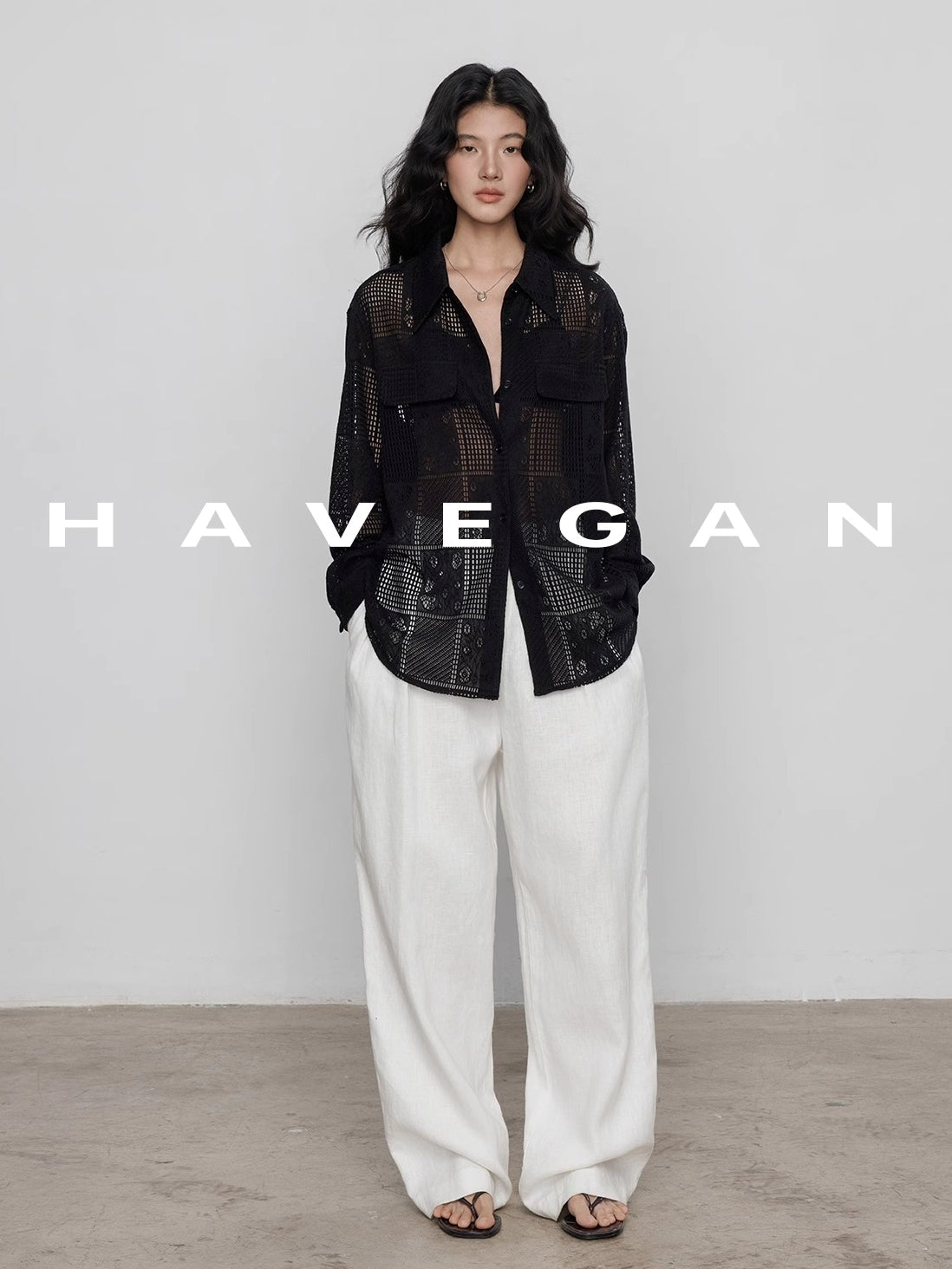 Hollow Lace Knitted Shirt Jacket_BDHL7367