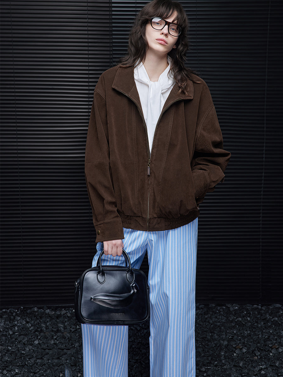 Stand-Collar Suede Jacket_BDHL7797