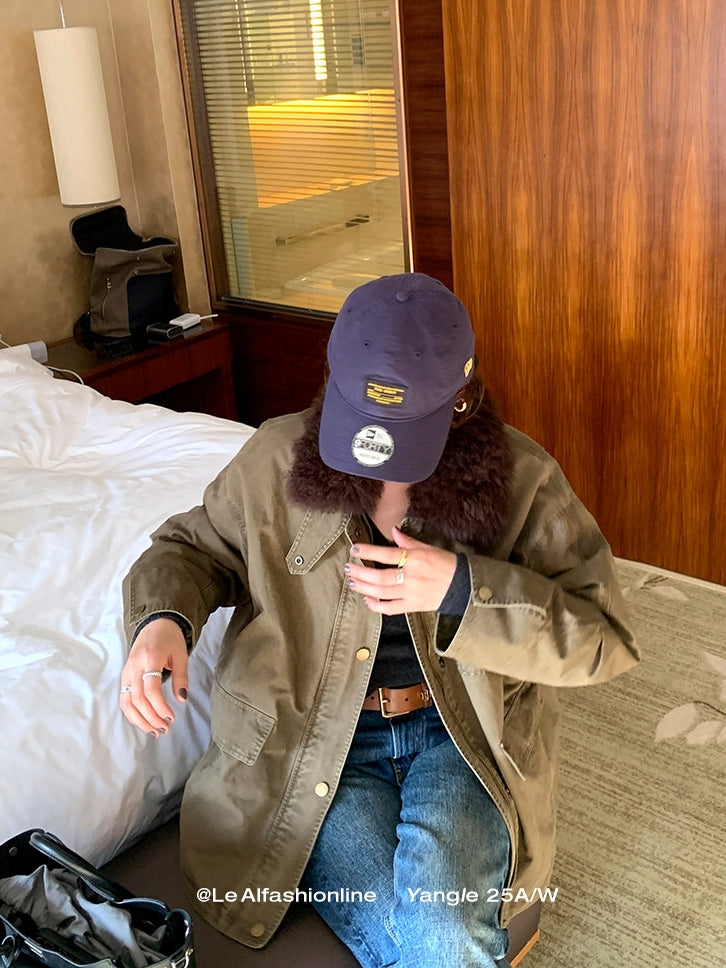 Fluffy Collar Retro Jacket_BDHL8124