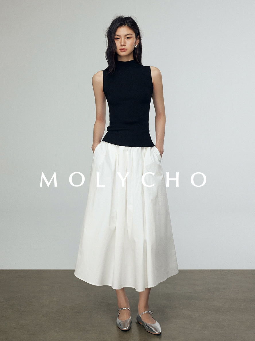 Loose A-Line Pleated Skirt_BDHL7244