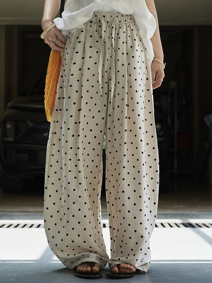 Polka-Dot Wide-Leg Draped Pants_BDHL7531
