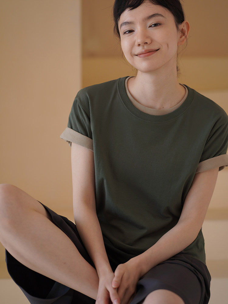 Relaxed Fit Short Sleeve Cotton Tops_BDHL8295