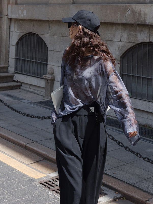 Thin Mesh Long-Sleeved Tops_BDHL7534
