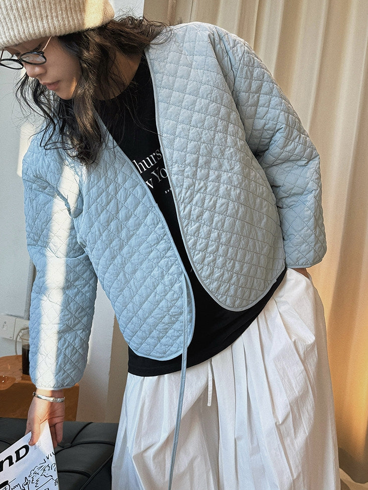V-Neck Diamond-Stitch Jacket_BDHL8133