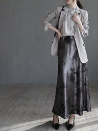 Draped Shiny Printed Skirt_BDHL7261
