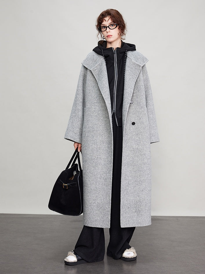 Stand Collar Long Cocoon Coat_BDHL6683