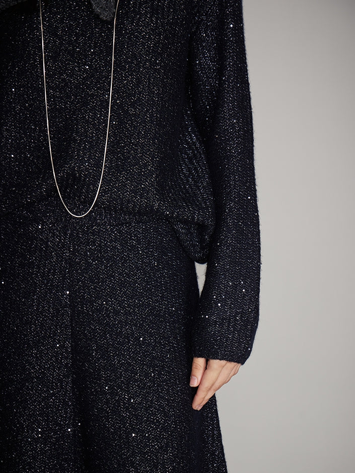 Round-Neck Knit Top Or A-Line Knit Skirt_BDHL7993