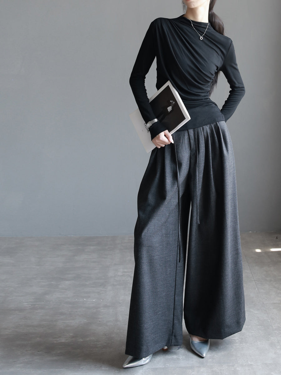 One-Line Pleated Slim Tops_BDHL7766