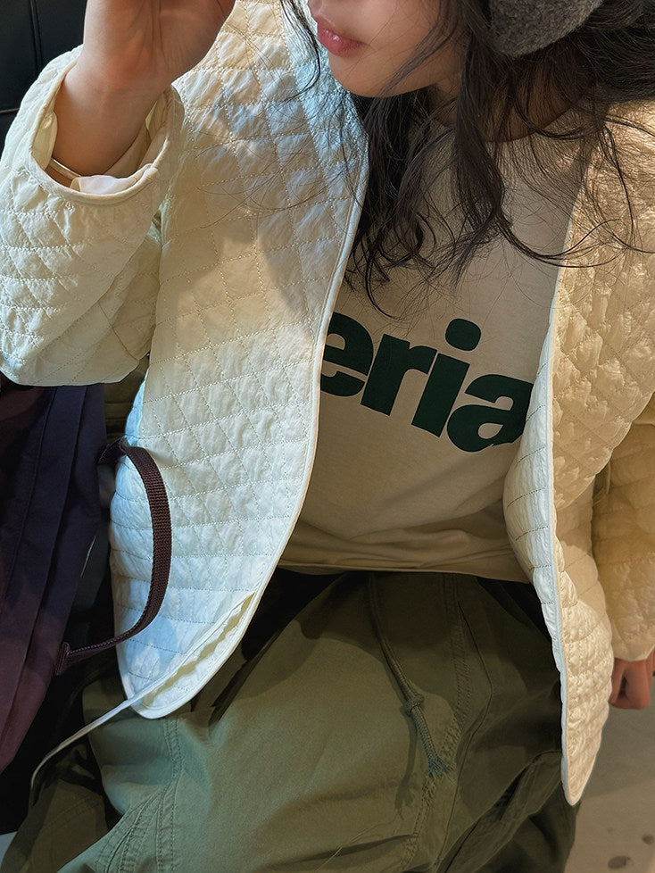 V-Neck Diamond-Stitch Jacket_BDHL8133