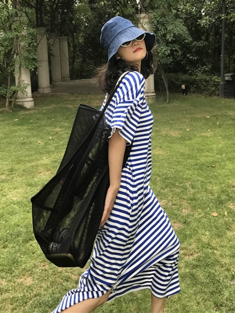 Backless Striped Sleeveless Dress_BDHL7548
