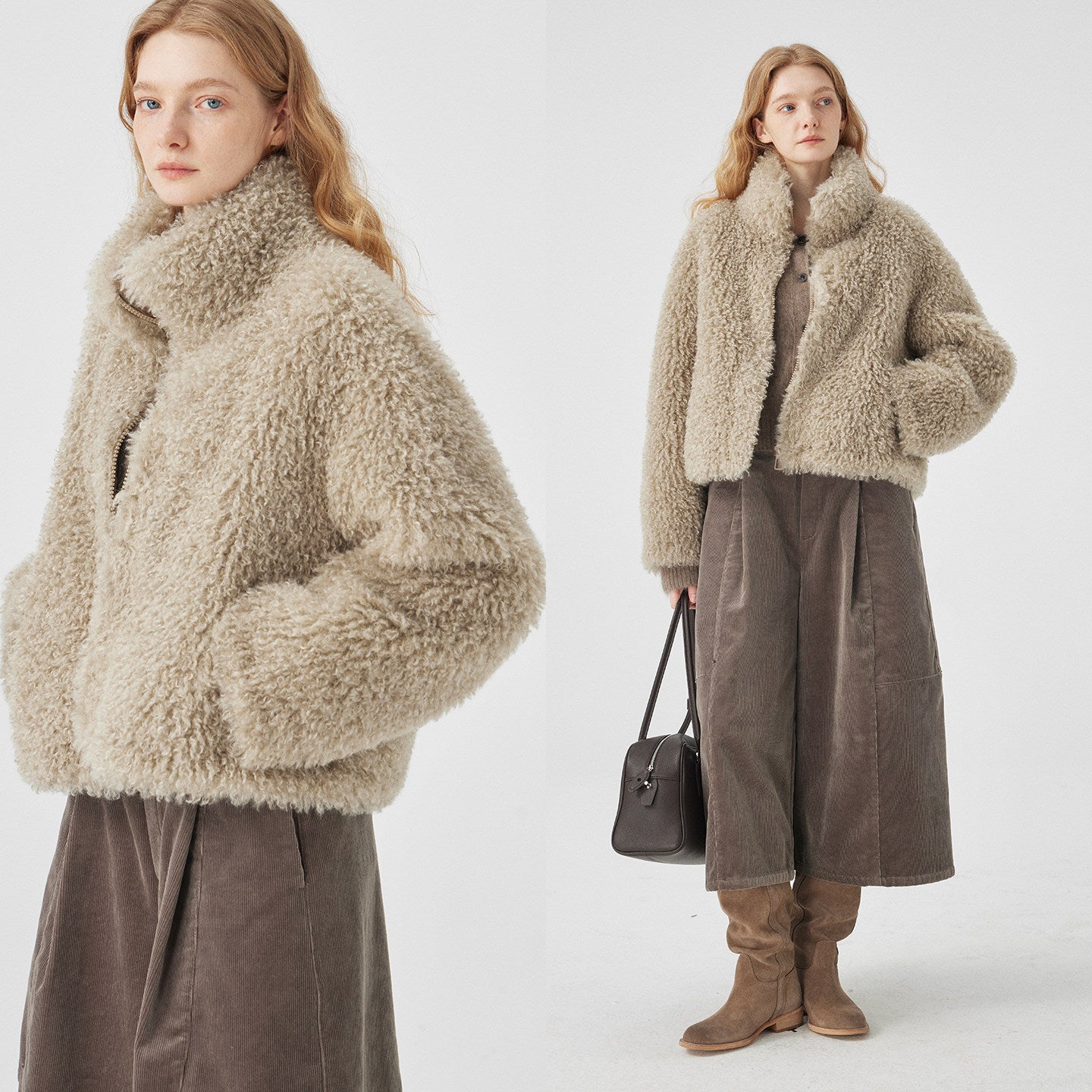 Fluffy Stand Collar Short Jacket_BDHL8114