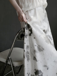 Draped Shiny Printed Skirt_BDHL7261