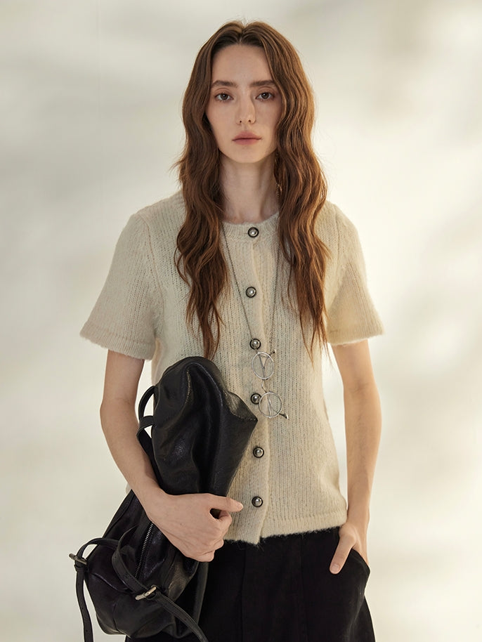 Round-Neck Knit Cardigan_BDHL7736