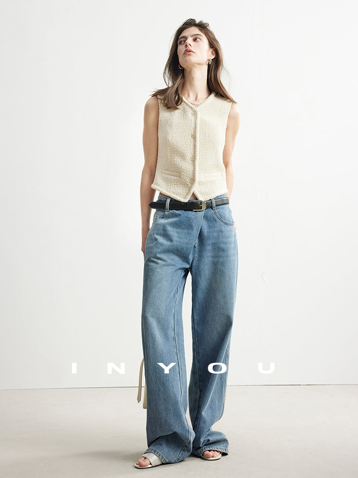 Straight Floor-Length Denim Pants_BDHL6951