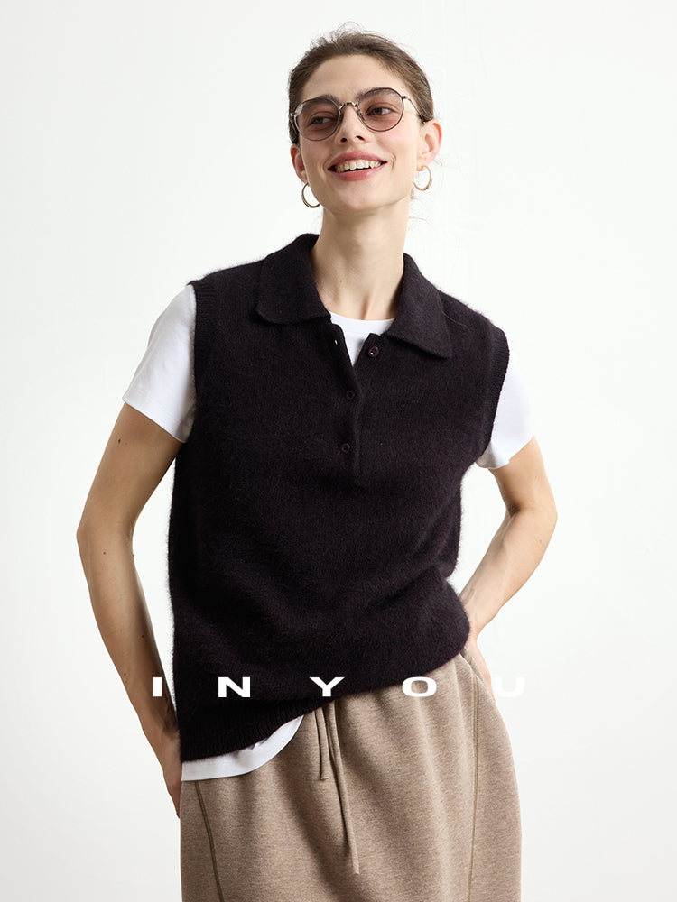 Polo-Neck Knit Sleeveless Tops_BDHL7747