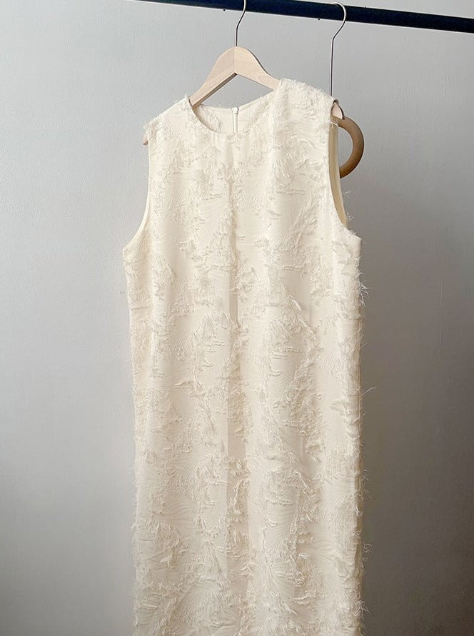 Fringe Flower Sleeveless Dress_BDHL6200