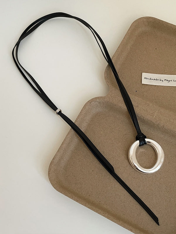 Black Rope Motif Necklace_BDHL7440