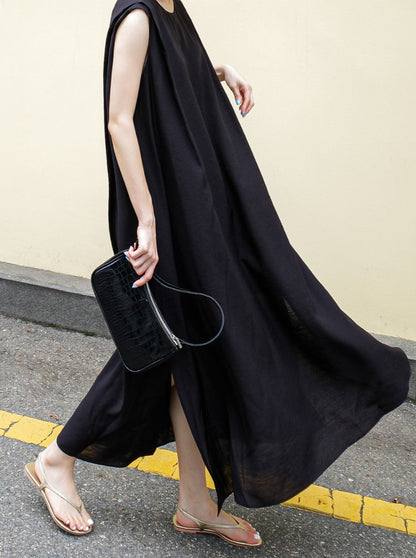 Loose Slit Sleeveless Dress_BDHL6266