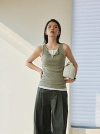 Simple Solid Color Sleeveless Knitwear_BDHL5949