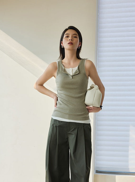 Simple Solid Color Sleeveless Knitwear_BDHL5949