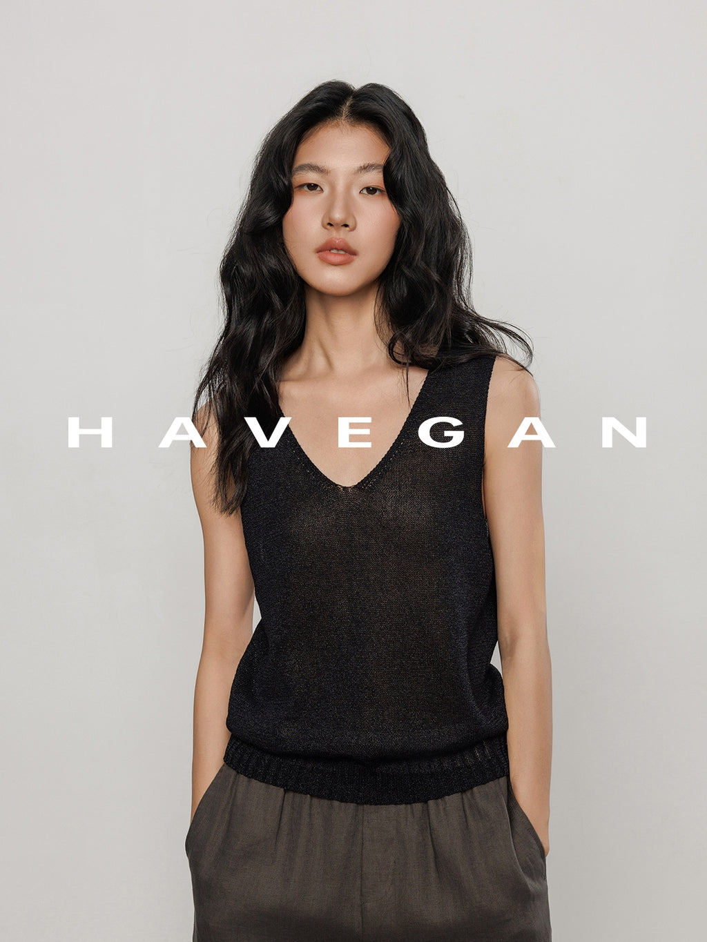 V-Neck Tie-Strap Knitted Vest_BDHL7477