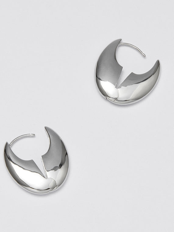 Round Silver Pierced Earrings_BDHL7463