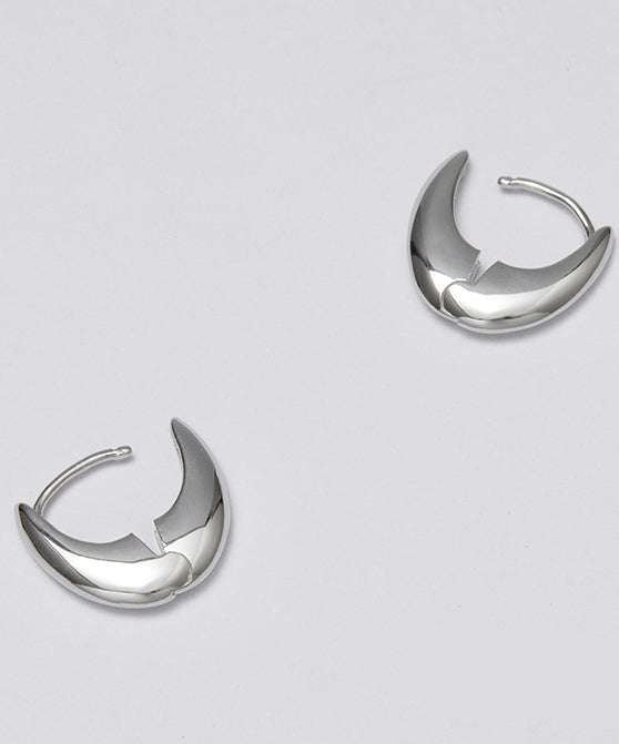 Round Silver Pierced Earrings_BDHL7463